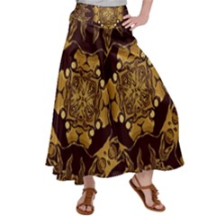 Gold Black Book Cover Ornate Satin Palazzo Pants by Pakrebo