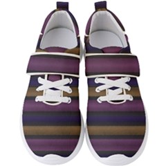 Stripes Pink Yellow Purple Grey Men s Velcro Strap Shoes by BrightVibesDesign