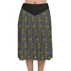 No Step On Snek Pattern Charcoal Dark Gray Background Meme Velvet Flared Midi Skirt by snek