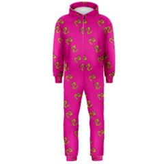 No Step On Snek Pattern Pink Background Meme Hooded Jumpsuit (men) by snek