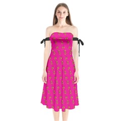 No Step On Snek Pattern Pink Background Meme Shoulder Tie Bardot Midi Dress by snek