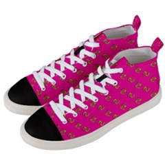 No Step On Snek Pattern Pink Background Meme Men s Mid-top Canvas Sneakers by snek