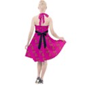 No Step On Snek Pattern Pink background Meme Halter Party Swing Dress  View2