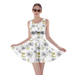 No Step On Snek Do Not Bubble Speech Pattern White Background Meme Skater Dress by snek