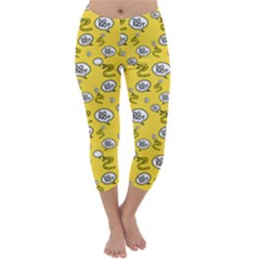 No Step On Snek Do Not Bubble Speech Pattern Yellow Background Meme Capri Winter Leggings  by snek