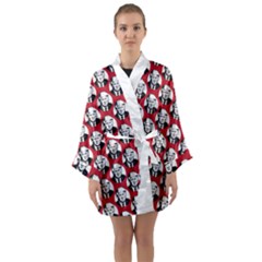 Trump Retro Face Pattern Maga Red Us Patriot Long Sleeve Kimono Robe by snek