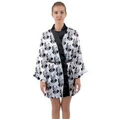 Trump Retro Face Pattern Maga Black And White Us Patriot Long Sleeve Kimono Robe by snek