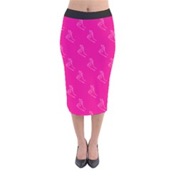 A-ok Perfect Handsign Maga Pro-trump Patriot On Pink Background Velvet Midi Pencil Skirt by snek