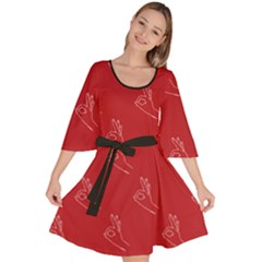 A-ok Perfect Handsign Maga Pro-trump Patriot On Maga Red Background Velour Kimono Dress by snek