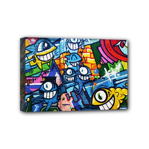 Graffiti Urban Colorful Graffiti Cartoon Fish Mini Canvas 6  X 4  (stretched) by genx