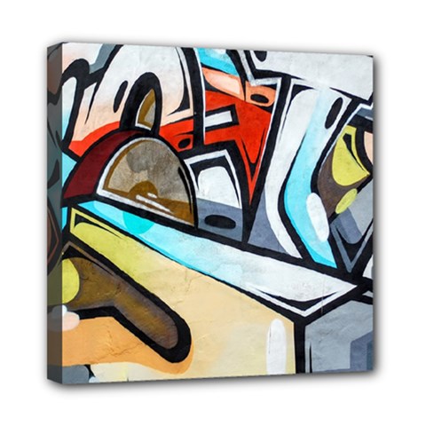 Blue Face King Graffiti Street Art Urban Blue And Orange Face Abstract Hiphop Mini Canvas 8  X 8  (stretched) by genx