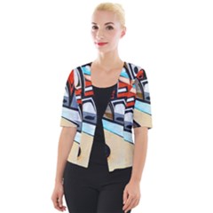 Blue Face King Graffiti Street Art Urban Blue And Orange Face Abstract Hiphop Cropped Button Cardigan by genx