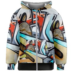 Blue Face King Graffiti Street Art Urban Blue And Orange Face Abstract Hiphop Kids  Zipper Hoodie Without Drawstring by genx