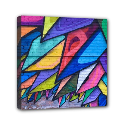 Urban Colorful Graffiti Brick Wall Industrial Scale Abstract Pattern Mini Canvas 6  X 6  (stretched) by genx