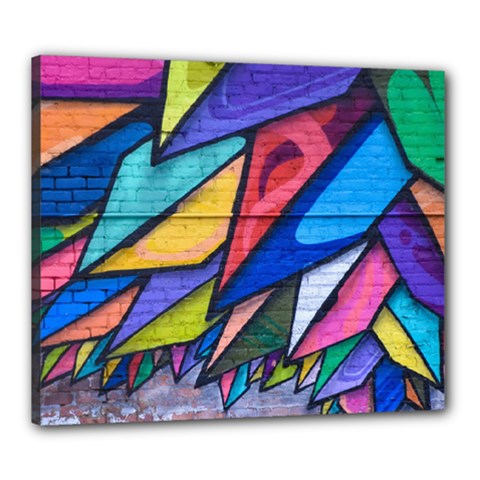 Urban Colorful Graffiti Brick Wall Industrial Scale Abstract Pattern Canvas 24  X 20  (stretched) by genx