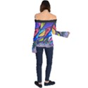 Urban colorful graffiti brick wall industrial scale abstract pattern Off Shoulder Long Sleeve Top View2