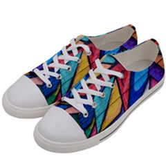 Urban Colorful Graffiti Brick Wall Industrial Scale Abstract Pattern Women s Low Top Canvas Sneakers by genx