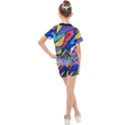 Urban colorful graffiti brick wall industrial scale abstract pattern Kids  Mesh Tee and Shorts Set View2