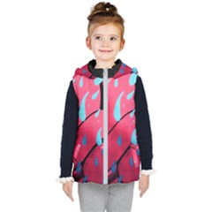 Graffiti Watermelon Pink With Light Blue Drops Retro Kids  Hooded Puffer Vest by genx
