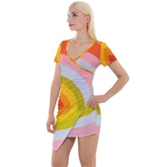 Retro Graffiti Art Nouveau Short Sleeve Asymmetric Mini Dress by genx