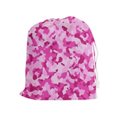 Standard Pink Camouflage Army Military Girl Funny Pattern Drawstring Pouch (xl) by snek