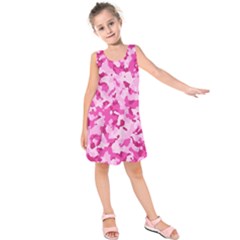 Standard Pink Camouflage Army Military Girl Funny Pattern Kids  Sleeveless Dress by snek