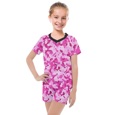 Standard Pink Camouflage Army Military Girl Funny Pattern Kids  Mesh Tee And Shorts Set by snek