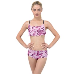 Standard Violet Pink Camouflage Army Military Girl Layered Top Bikini Set by snek