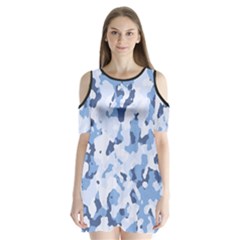 Standard Light Blue Camouflage Army Military Shoulder Cutout Velvet One Piece by snek