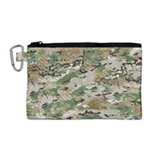 Wood Camouflage Military Army Green Khaki Pattern Canvas Cosmetic Bag (medium) by snek