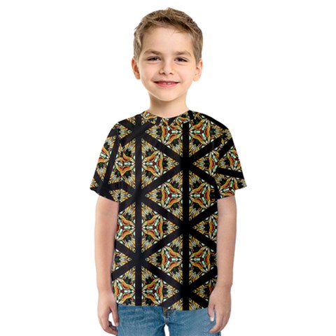 Pattern Stained Glass Triangles Kids  Sport Mesh Tee by Pakrebo