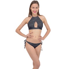 Background Polka Dots Cross Front Halter Bikini Set by Mariart