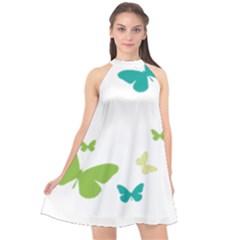 Butterfly Halter Neckline Chiffon Dress  by Mariart