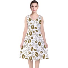 Coffee Beans Vector V-neck Midi Sleeveless Dress  by Mariart