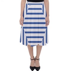 Geometric Shapes Stripes Blue Classic Midi Skirt by Mariart