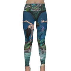 Wonderful Mermaid In The Deep Ocean Lightweight Velour Classic Yoga Leggings by FantasyWorld7