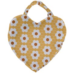 Hexagon Honeycomb Giant Heart Shaped Tote by Mariart