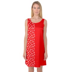 Fire Engine Red With Pink Hearts Sleeveless Satin Nightdress by 1dsign
