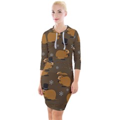 Groundhog Day Pattern Quarter Sleeve Hood Bodycon Dress by Valentinaart