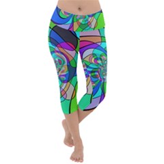 Retro Wave Background Pattern Lightweight Velour Capri Yoga Leggings by Mariart