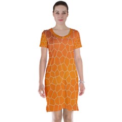 Orange Mosaic Structure Background Short Sleeve Nightdress by Pakrebo