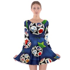 Textile Football Soccer Fabric Long Sleeve Skater Dress by Pakrebo