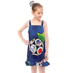 Textile Football Soccer Fabric Kids  Overall Dress by Pakrebo