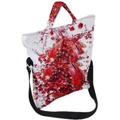 Red Pomegranate Fried Fruit Juice Fold Over Handle Tote Bag by Mariart