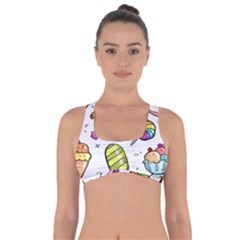 Doodle Cartoon Drawn Cone Food Got No Strings Sports Bra by Pakrebo