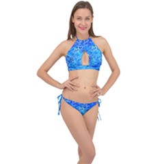 Valentine Heart Love Blue Cross Front Halter Bikini Set by Mariart