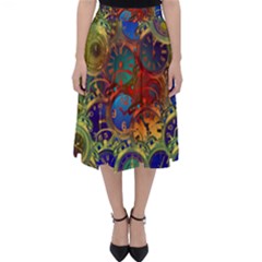 Time Clock Distortion Classic Midi Skirt by Mariart