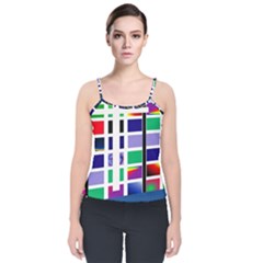 Color Graffiti Pattern Geometric Velvet Spaghetti Strap Top by Pakrebo