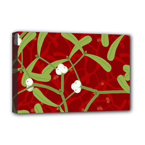 Mistletoe Christmas Texture Advent Deluxe Canvas 18  X 12  (stretched) by Pakrebo