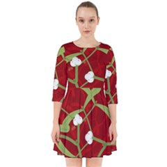 Mistletoe Christmas Texture Advent Smock Dress by Pakrebo